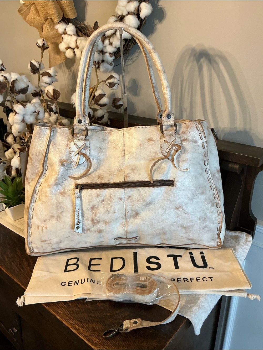 NWT Bed Stu Leather Rockaway Shoulder Crossbody Bag Tote Nectar Lux MSPR $345 - Picture 4 of 16
